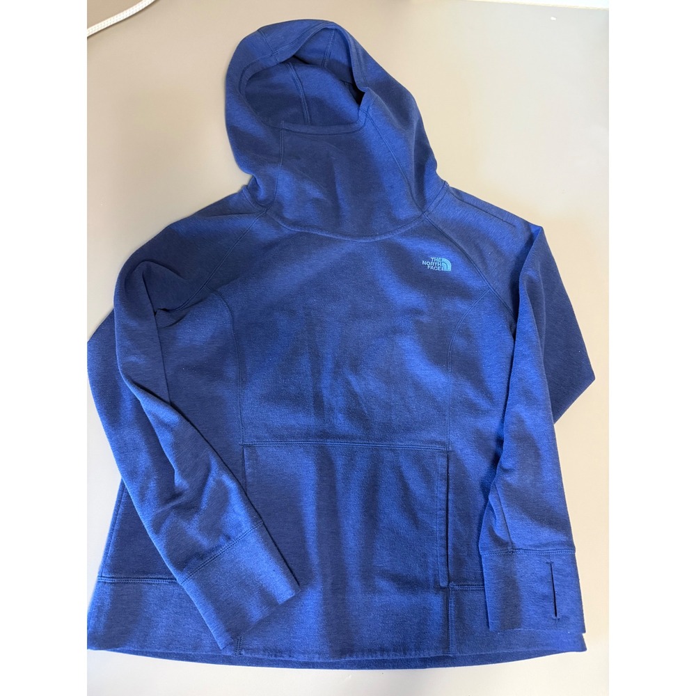 The North Face Womens XL Blue Heathered Pullover Hoodie Thumbhole Activewear